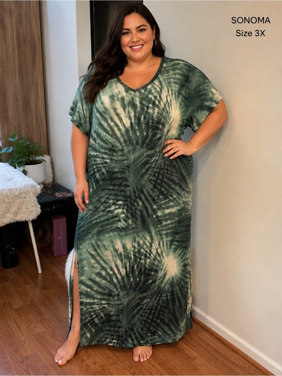 Sonoma Dresses & Skirts - NWT Sonoma Goods for Life 3X Green Tie-Dye Lounge Maxi Dress Plus Size